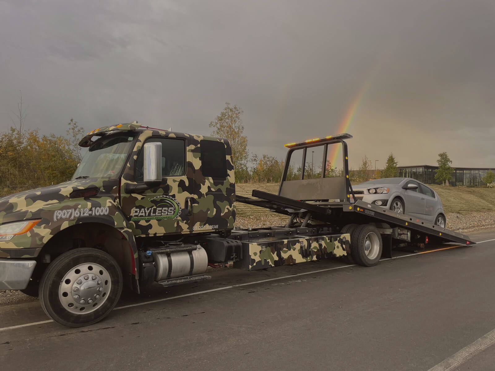 Payless Towing flatbed tow truck in Anchorage